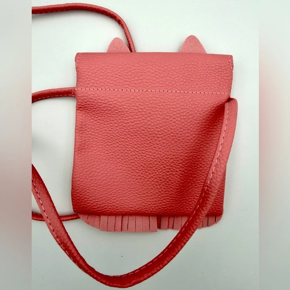 Charming Pink Fringe Cat Ear Kids Shoulder Purse 👛